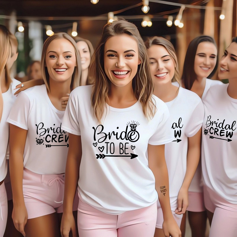 Personalized T-shirt Bride To Be with Diamond Pattern Perfect Gift for Wedding Friends