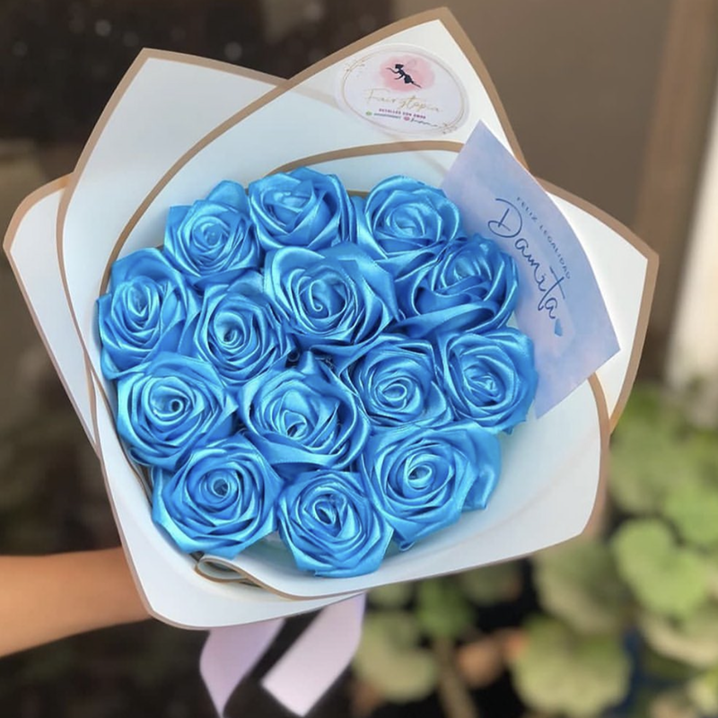 Handmade Satin Rose Bouquet Romantic Valentine's Day Gift For Girlfriend