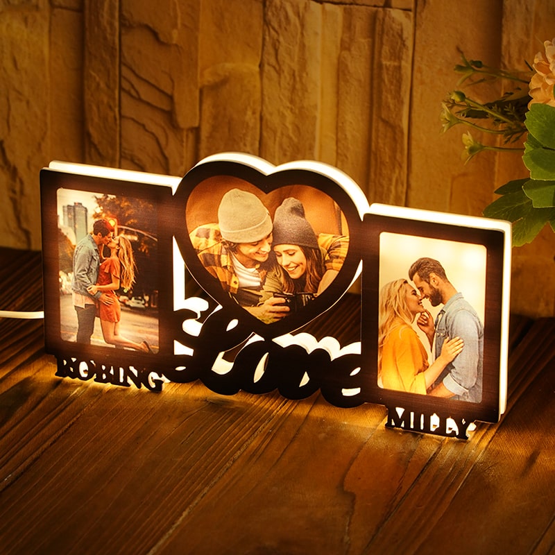 Personalized Picture Night Light with Custom Name Sweet Gift for Couples