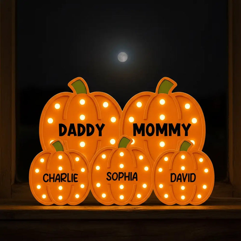 Personalized Name Night Light Pumpkins Pattern Design Creative Gift for Thanksgiving Day