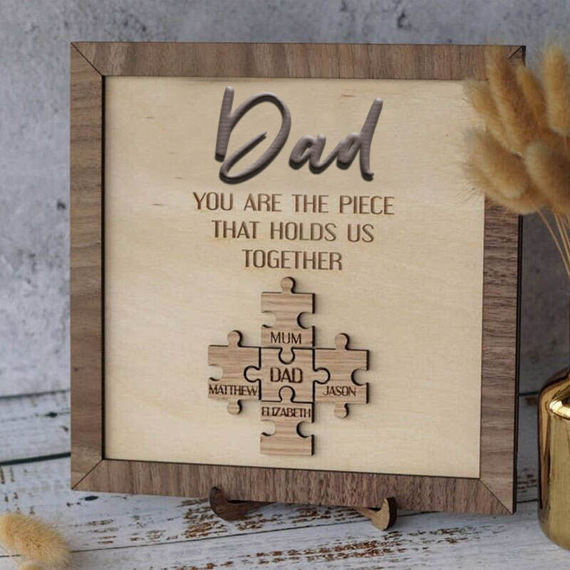 Personalized Wood Name Puzzle Frame "You Are The Piece That Holds Us Together" for Mother's Day Gift