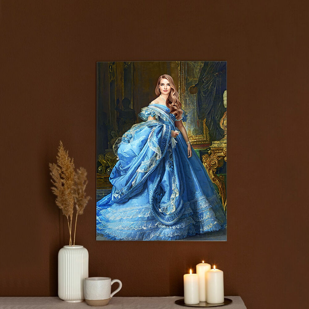 "The Sapphire Queen" Customized Head Photo Royal Frame as a Gift for Her