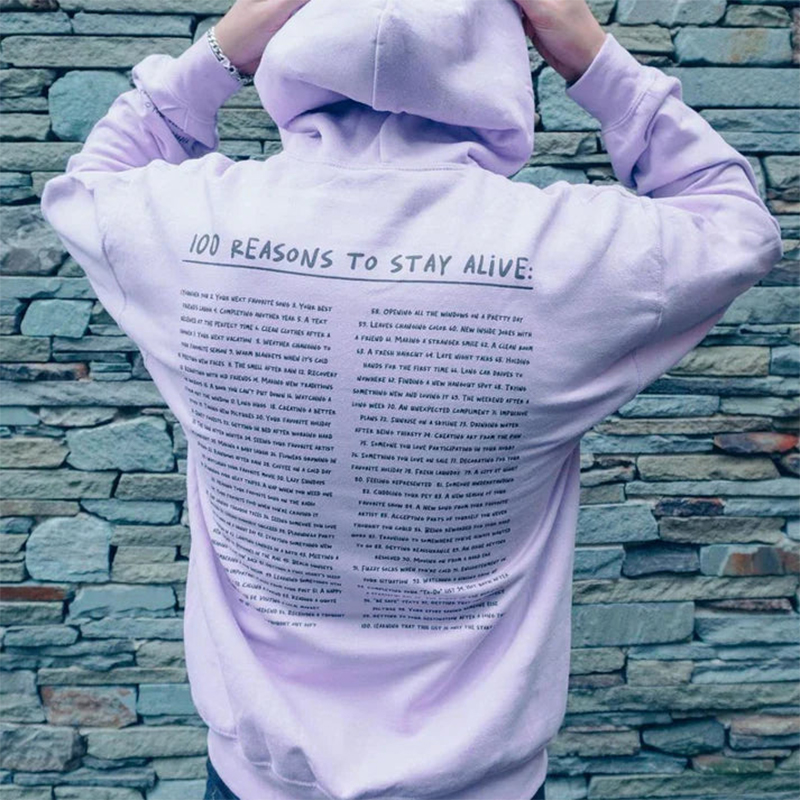 Personalized Hoodie Keep Going 100 Reasons To Stay Alive Warm Inspiring Gift for Friends