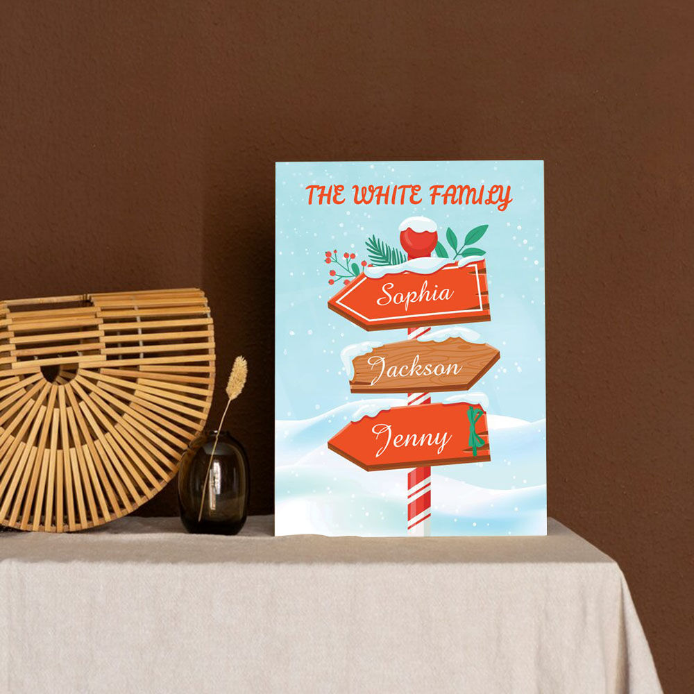 Personalized Name Canvas Wall Art with Snow Pattern Best Gift for Christmas