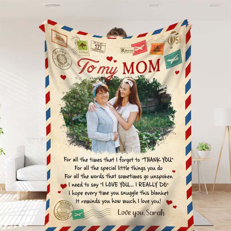 Personalized Picture Blanket with Love Letter Best Gift for Mom