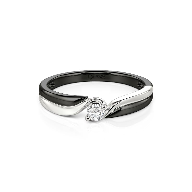 Jeulia Parallel Meet Two-Tone Men's Bypass Wedding Band