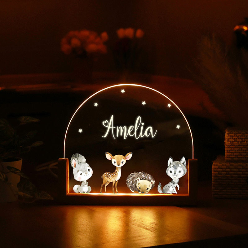 動物 名入れ アクリル テーブルランプ オーダーメイド