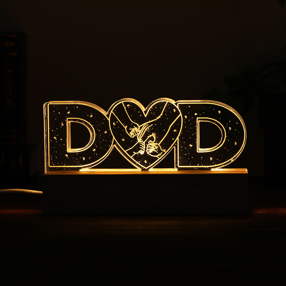 Spersonalizowana lampka nocna z wzorem pięści Kreatywny prezent dla taty