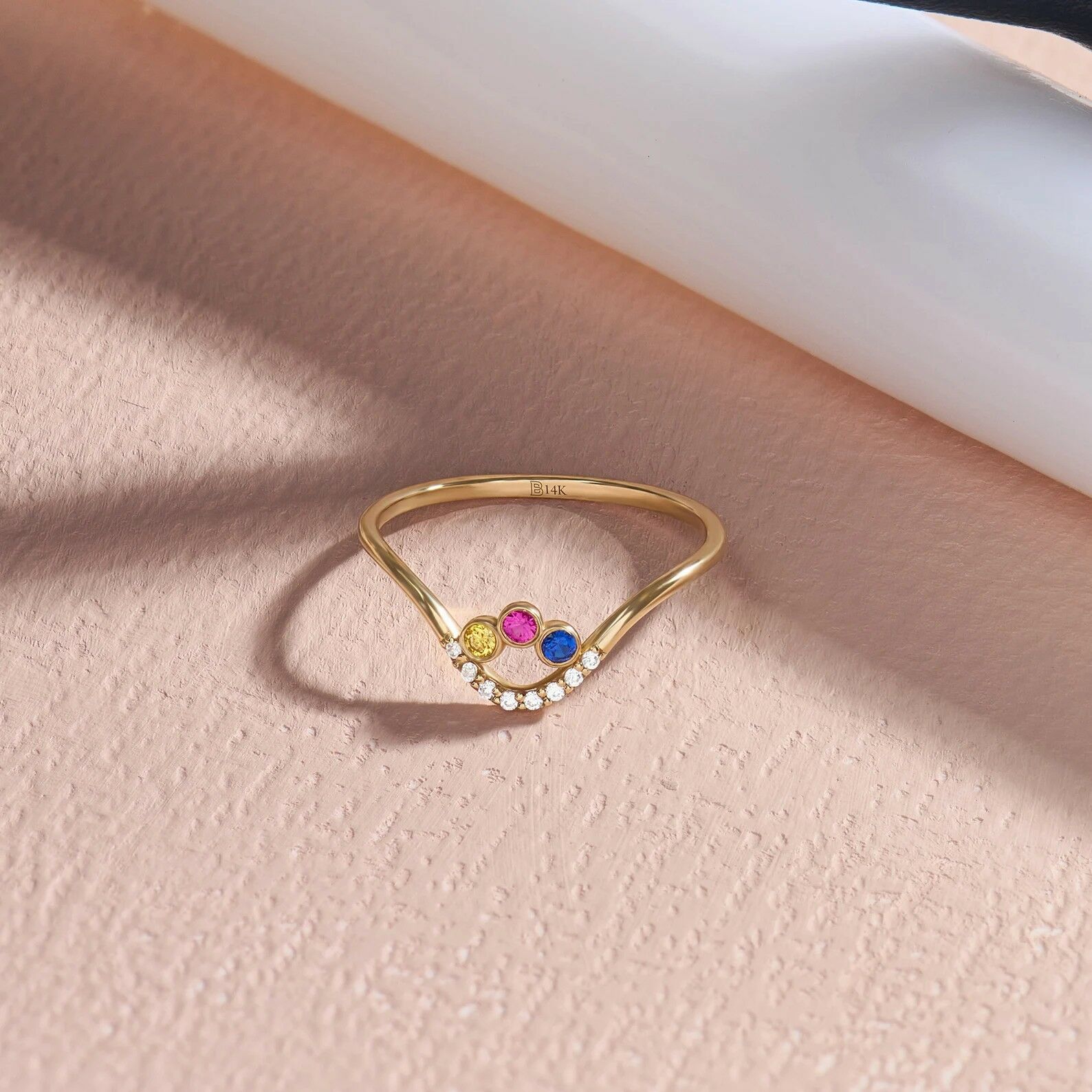 Personalized 3 Birthstones Ring Gift for Mother's Day