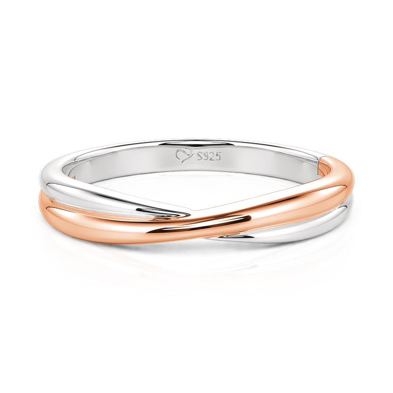Jeulia Two Tone Minimalist Twist Men's Wedding Ring