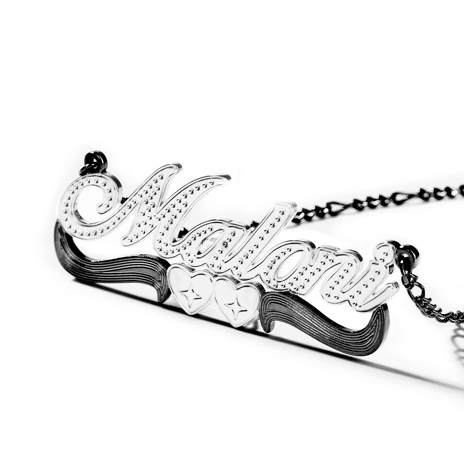 Two-Tone Heart Custom Name Necklace