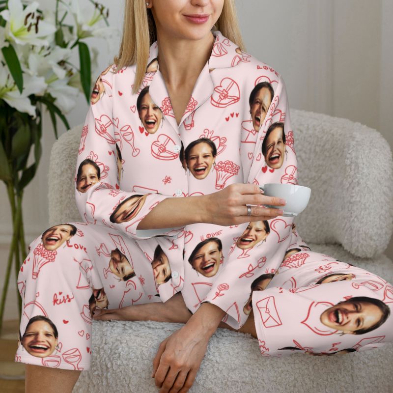Pyjama personnalisé avec photo personnalisée, motif simple et mignon, adorable cadeau pour elle
