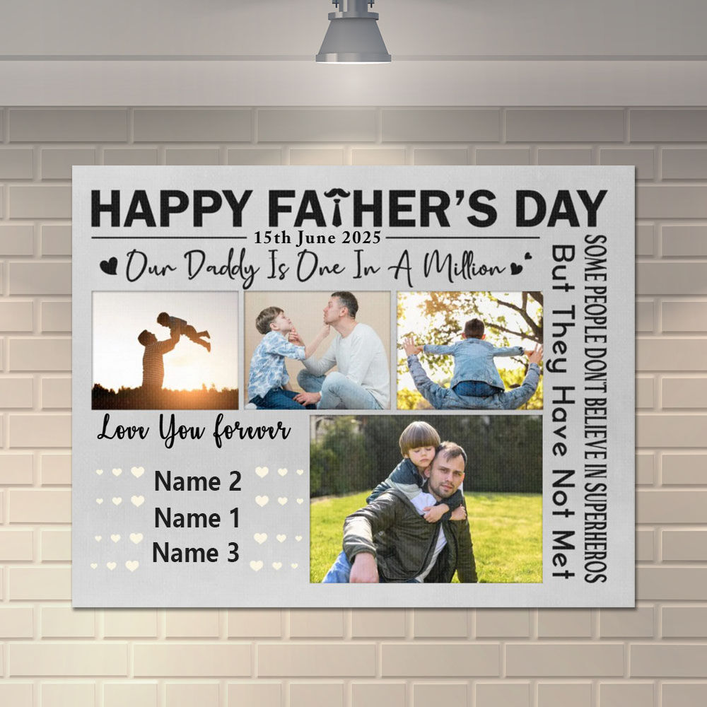 Personalized Picture Canvas Wall Art Best Gift for Dad "Happy Father's Day"