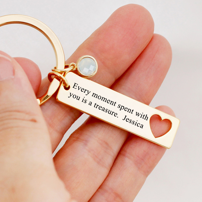Personalized Keychain Drive Safe with Custom Message Birthstone Gift for Dad and Family