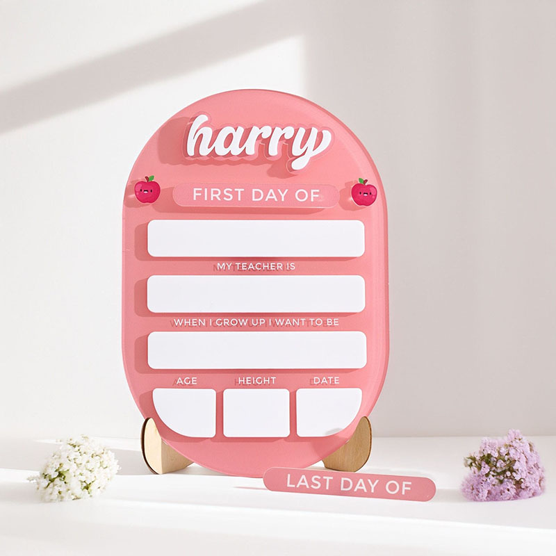 Personalized First/Last Day Of School Sign Custom Name Lovely Gift for Dear Kids