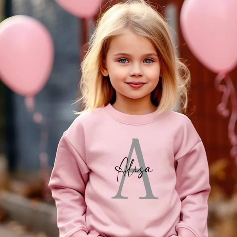シンプル 名前 イニシャル入り スウェット 子供向け ギフト カスタマイズ キッズ