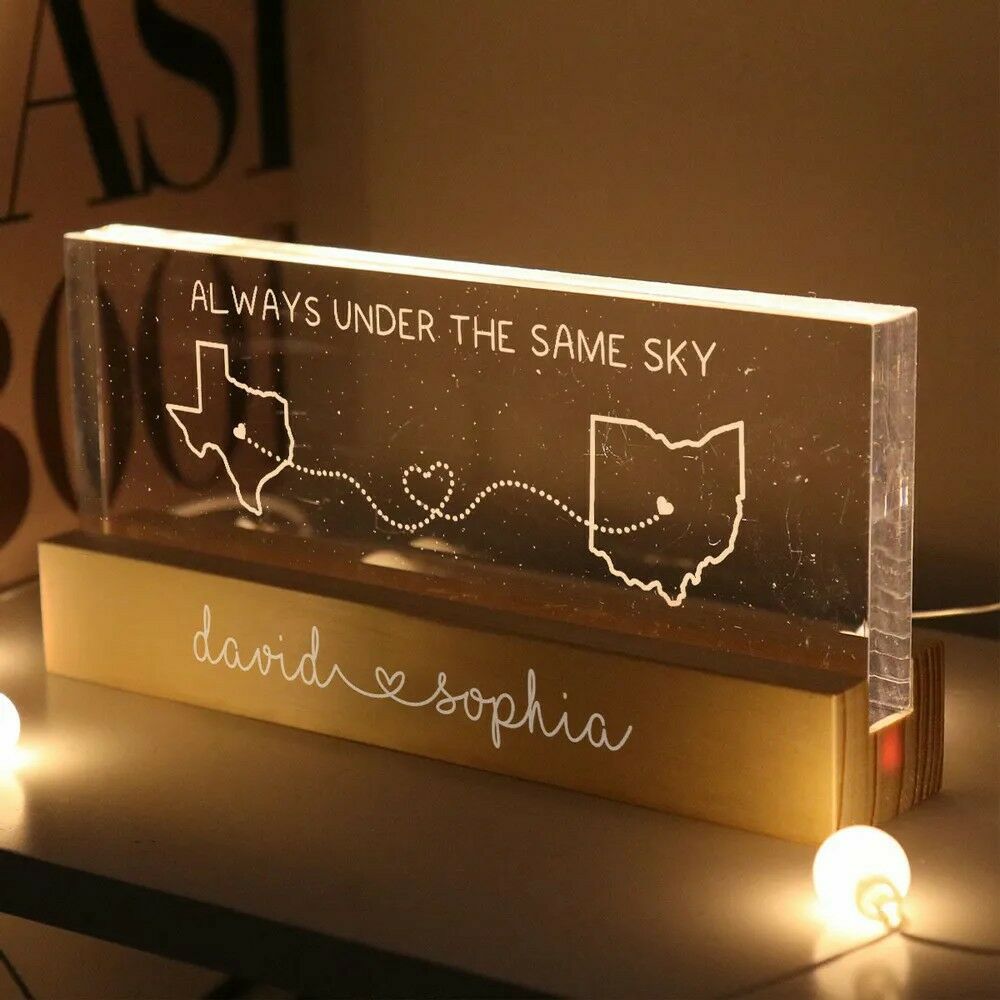 Personalized Led Lights Custom Map Outline Gifts For Long Distance Relationships