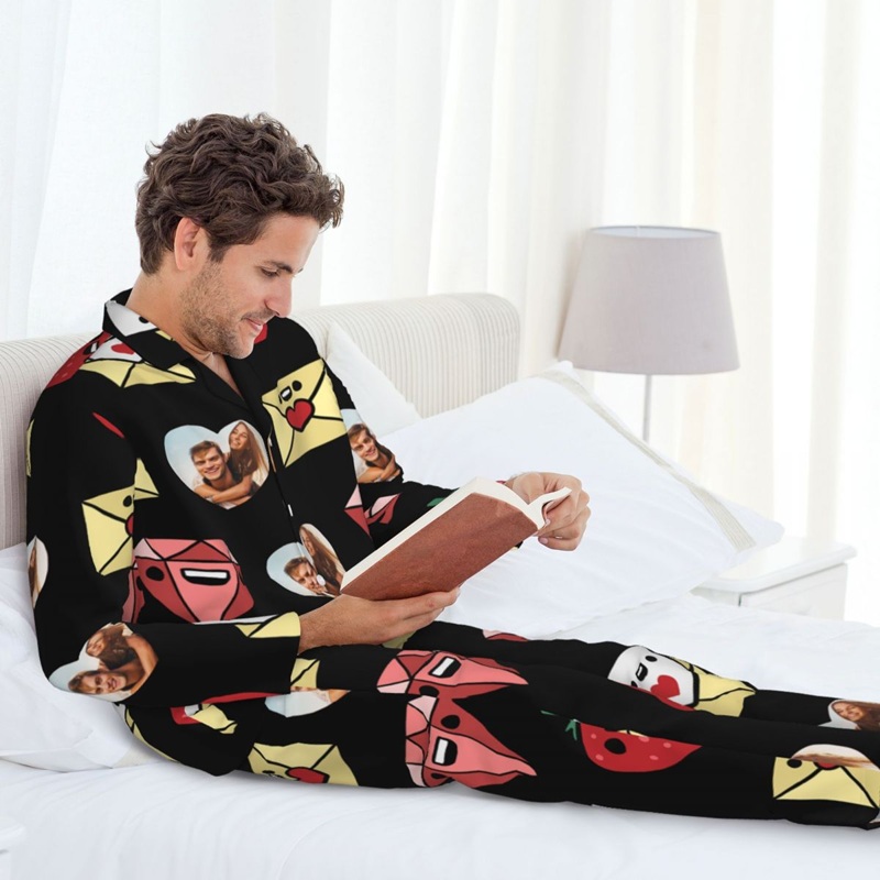 Personalized Pajamas Custom Heart Photo Letter Strawberry Diamond Design Cute Gift for Loved One