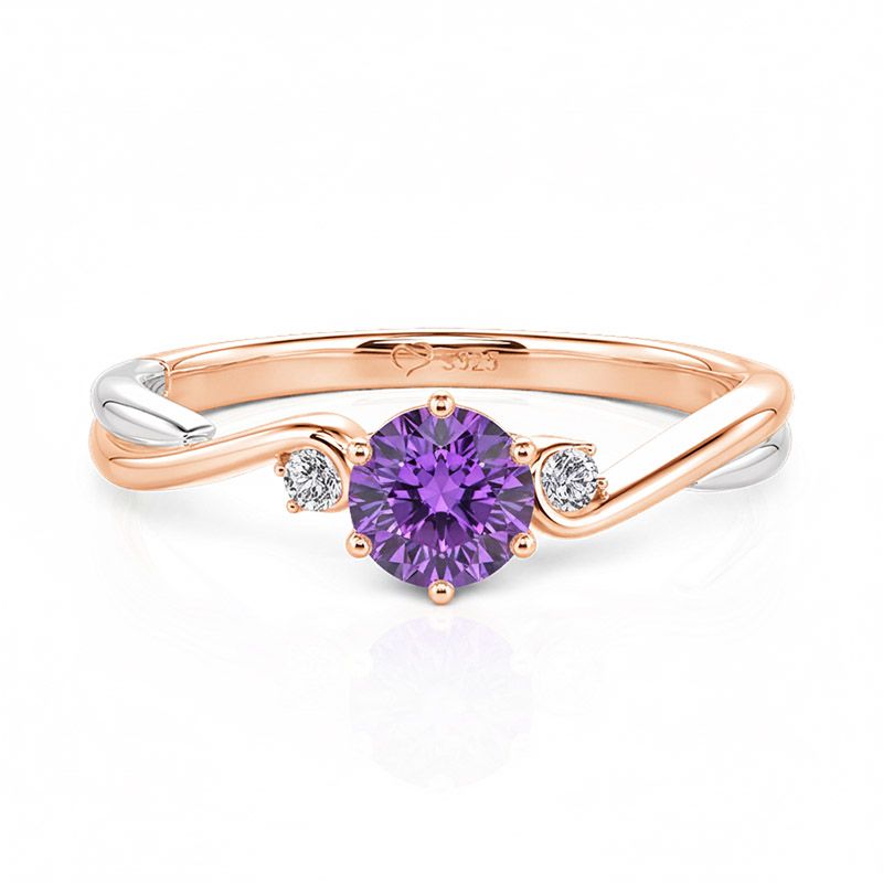 Jeulia Two Tone Three Stone Custom Birthstone Twist Ring