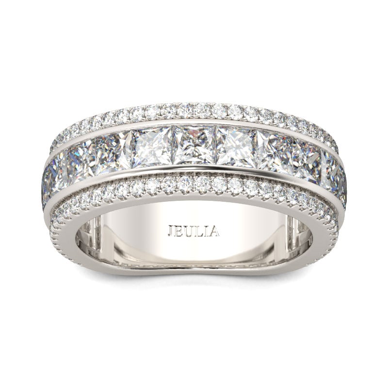 Princess & Round Cut Women's Wedding Band in Sterling Silver
