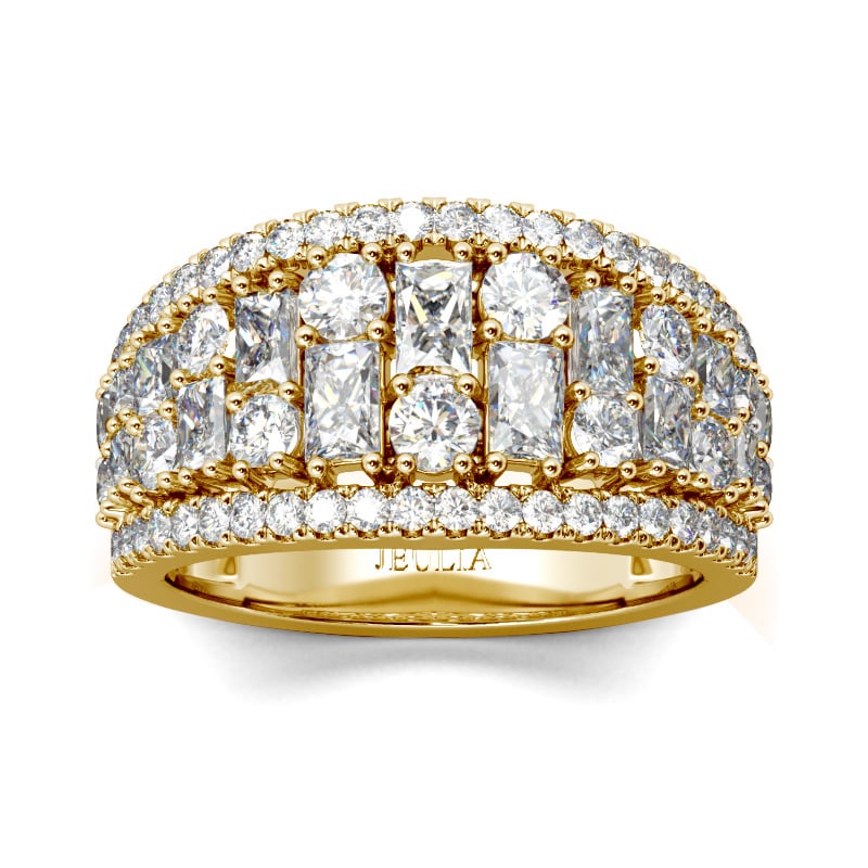 Wide Shank Yellow Gold Tone Sterling Silver Wedding Band for Women