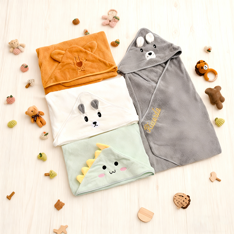 Personalized Name Hooded Bath Towel Cute Gift for Baby