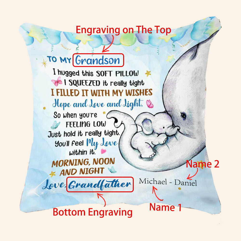 Personalized Pillows with Hand-Painted Elephant Patterns for Family