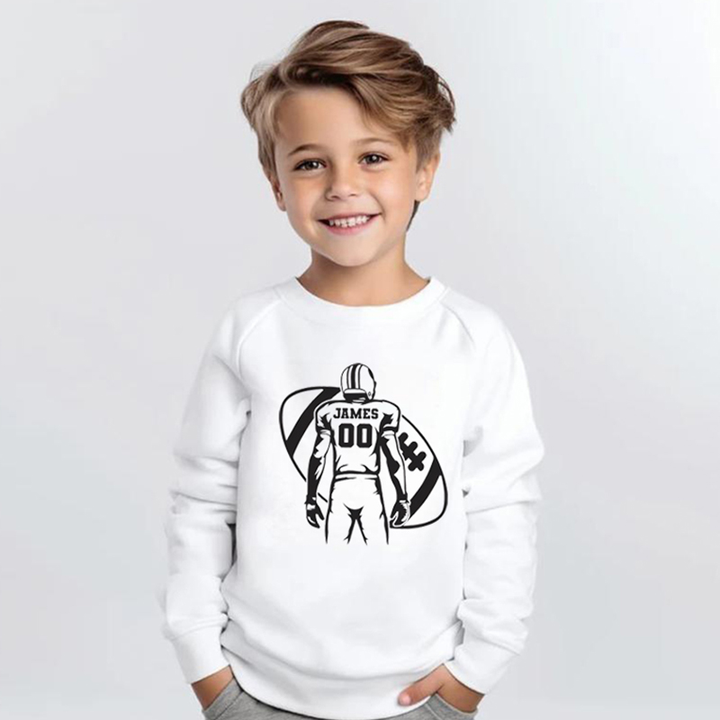Personalisiertes Kinder-Sweatshirt mit Foto und Rugbyspieler-Grafik Kindergeschenke