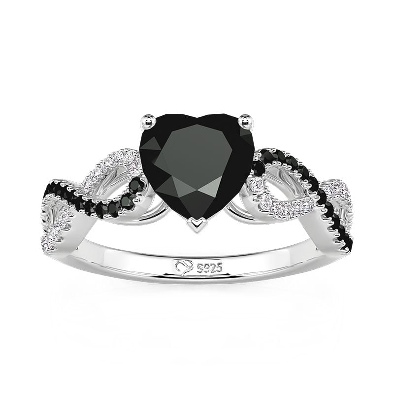Jeulia Classic Infinity Black Heart Promise Ring