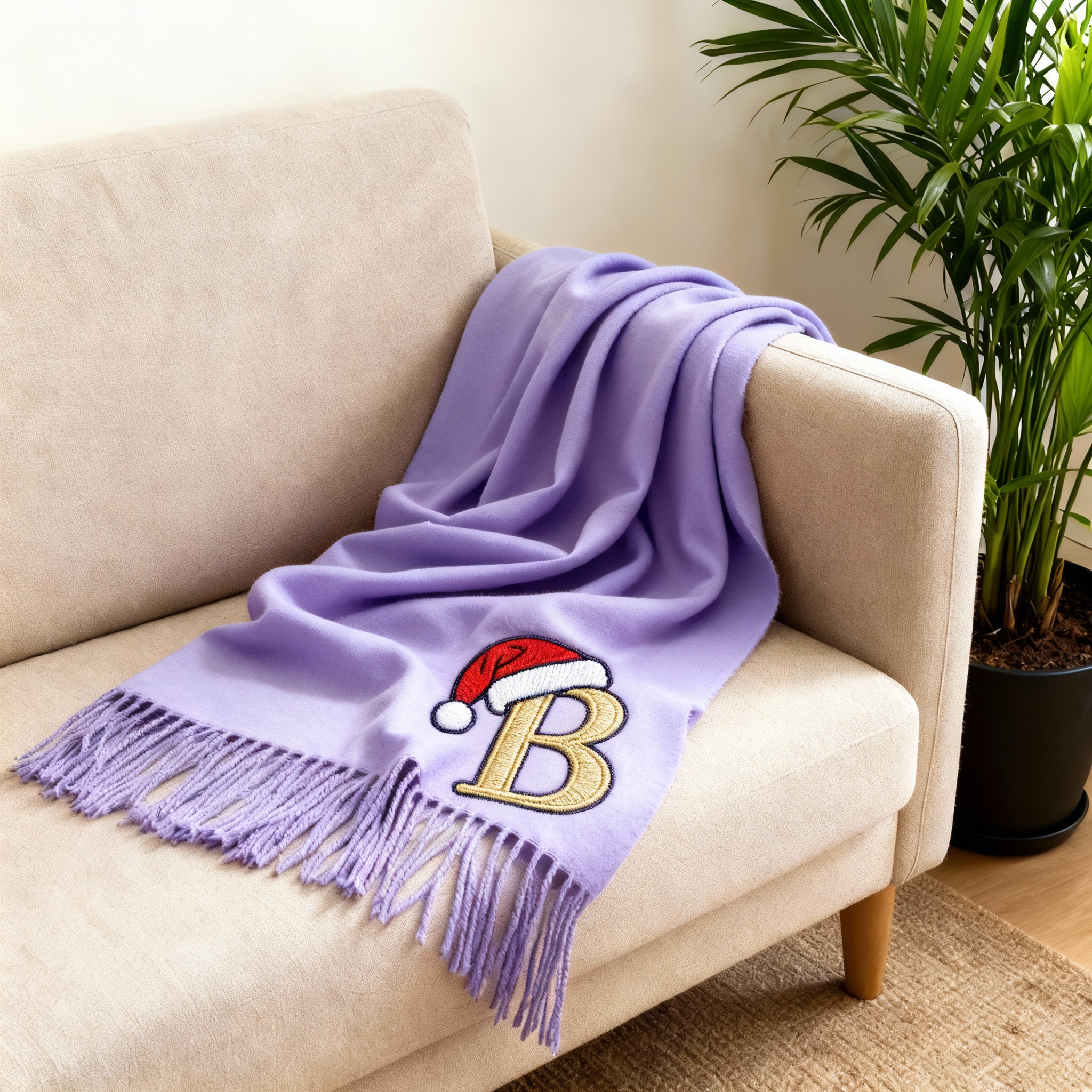 Custom Scarves with Santa Hat Embroidery Patterns Add Your Initials a Warm Gift for Christmas