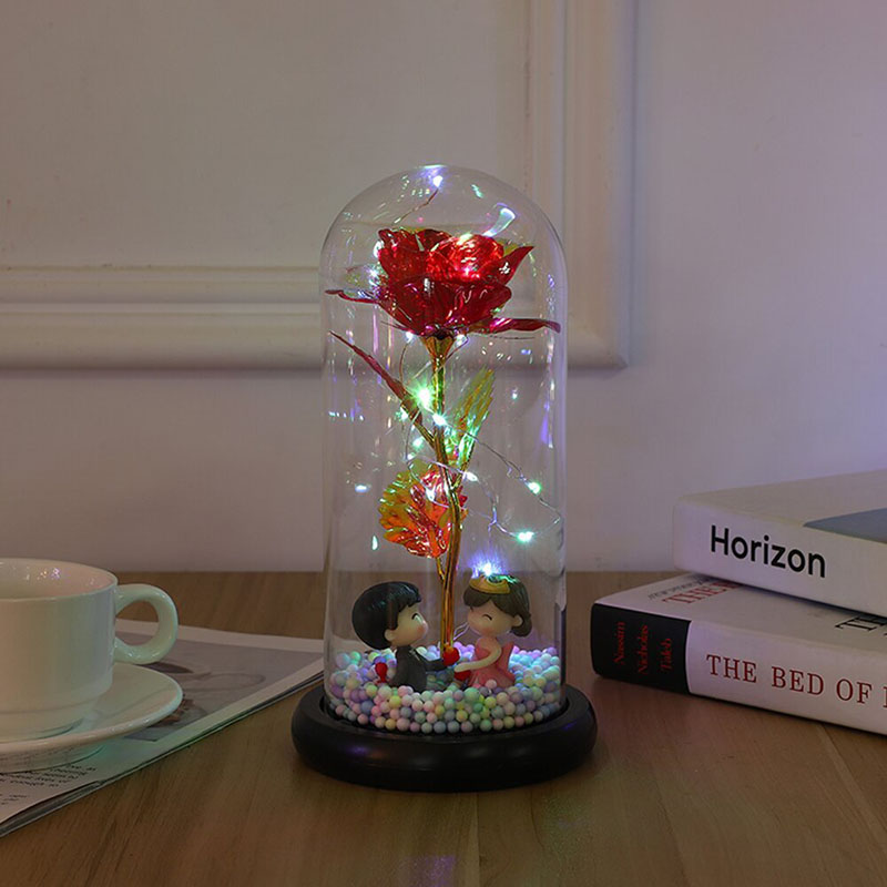 Galaxy Rose Glass Lampshade Eternal Flower Cartoon Couple Rose Flower Night Light Gift