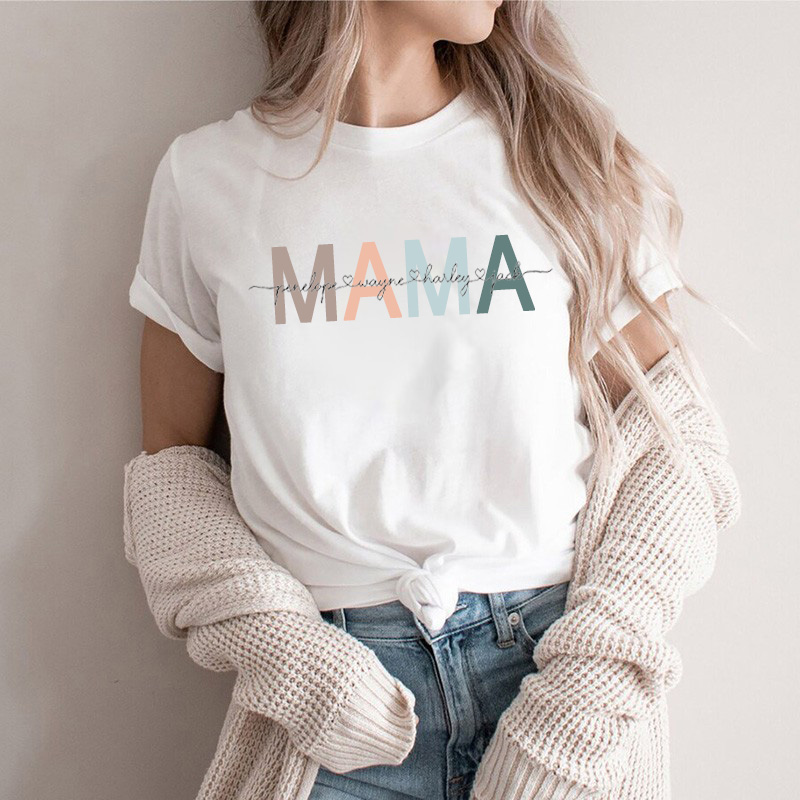 Personalized T-shirt Mama with Custom Name for Mother's Day