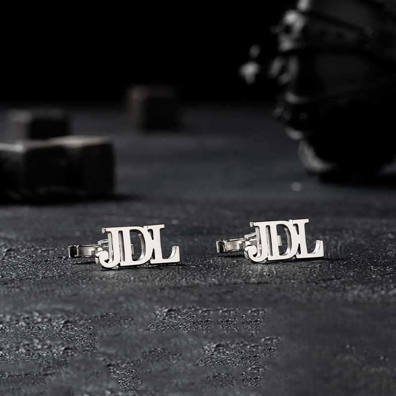 Personalized Custom Cufflink Initial Three Letters Simple Design Elegant Gift for Him Husband