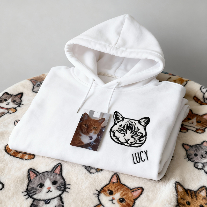 Sweat à capuche personnalisé avec photo brodée de la tête de votre animal cadeau parfait pour les amoureux des animaux