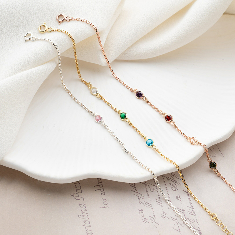 Personalized Birthstone Anklet Exquisite Birthday Present