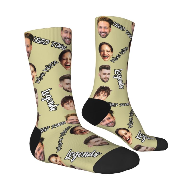 Los calcetines faciales personalizados pueden agregar 4 fotos como regalo para colegas