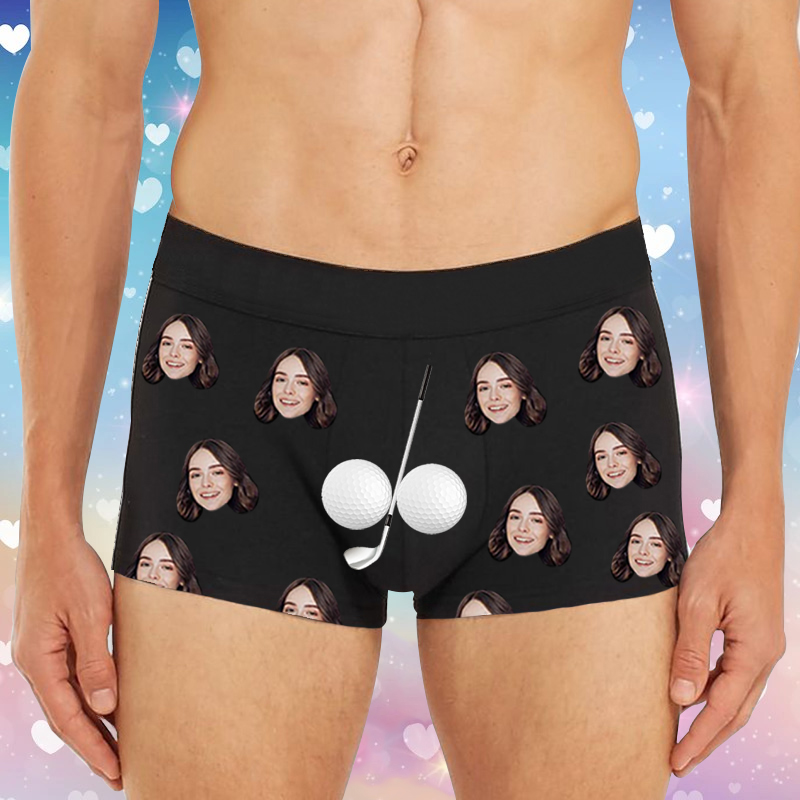Personalisierte Bild Herren Unterwäsche Boxershorts mit Golf-Muster Einfaches Geschenk zum Valentinstag