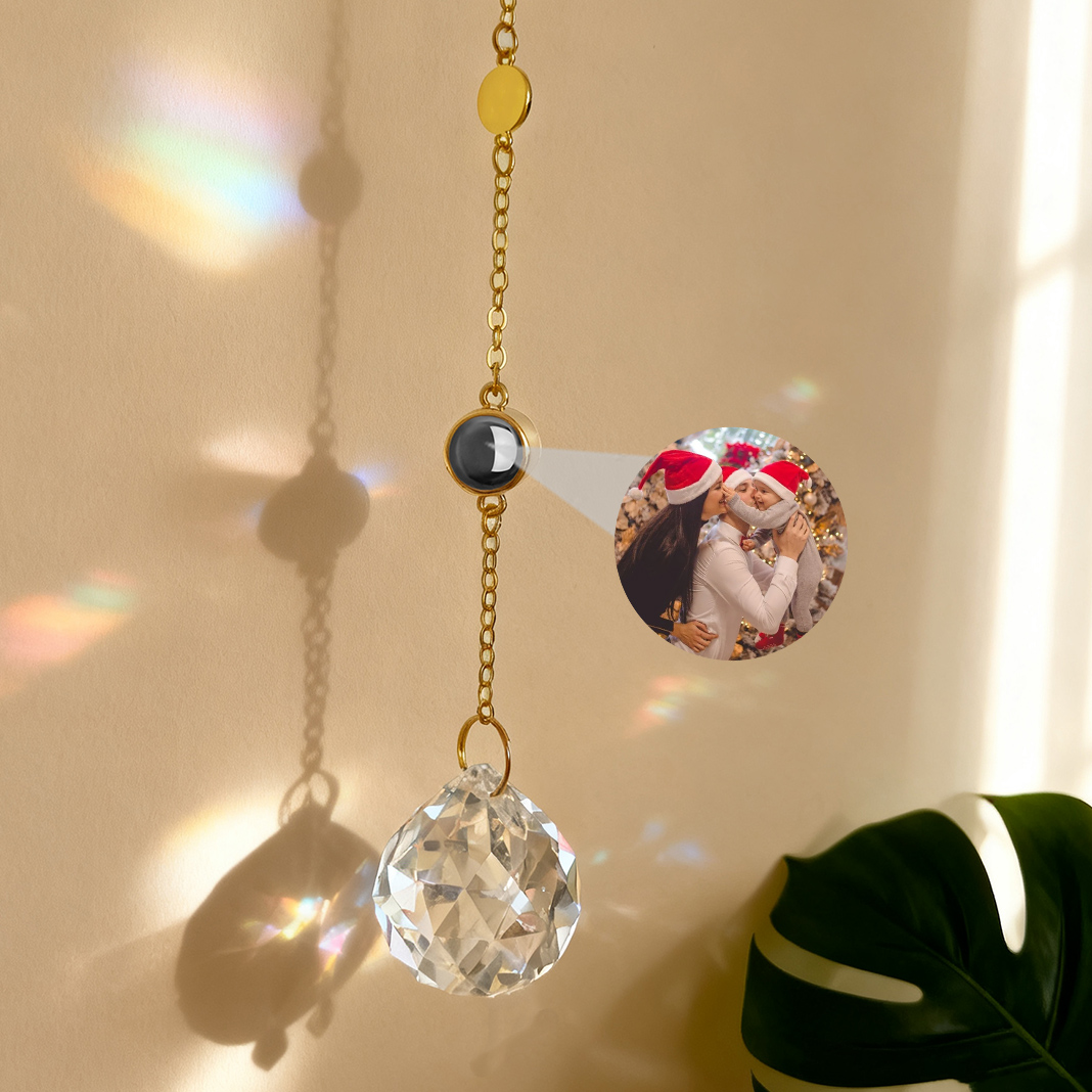 Personalized Circular Projection Picture Hanging Christmas Gift for Family