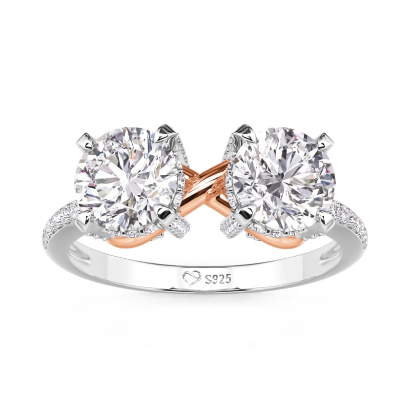 Jeulia Two Tone Two Stone Infinity Engagement Ring