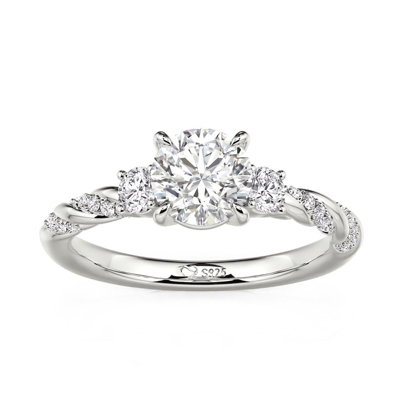Jeulia Custom Three Stone Twisted Birthstone Engagement Ring