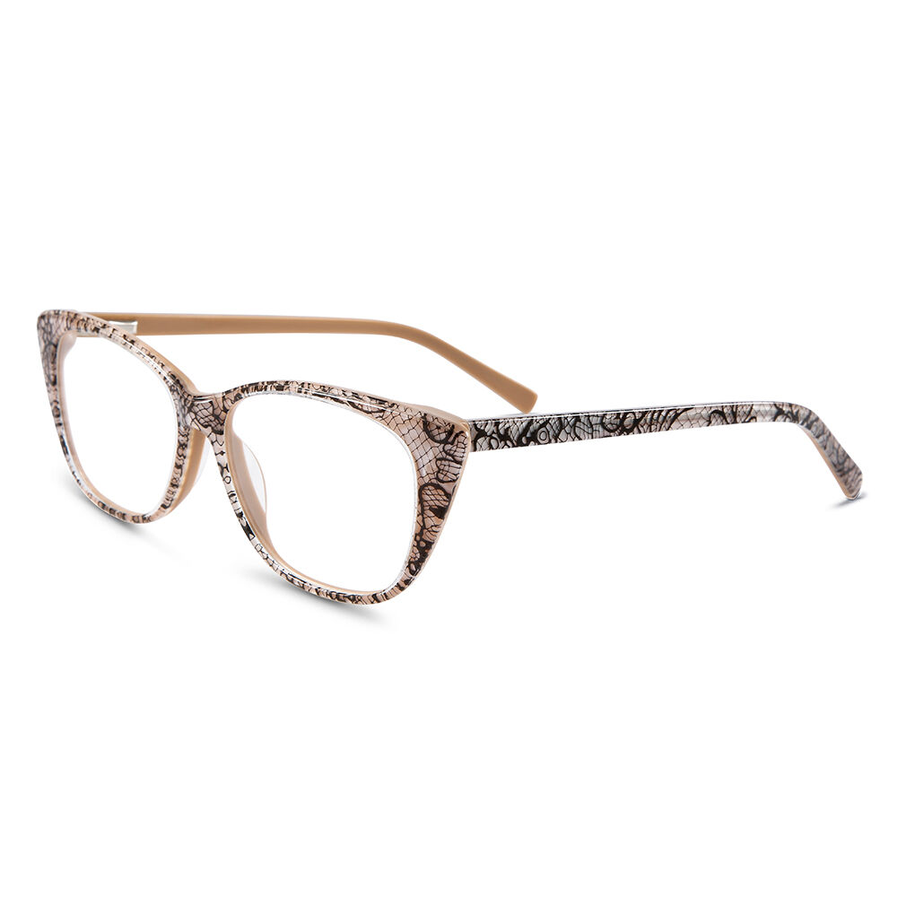 Lunettes de Vue Blanche Ovale Beige Floral