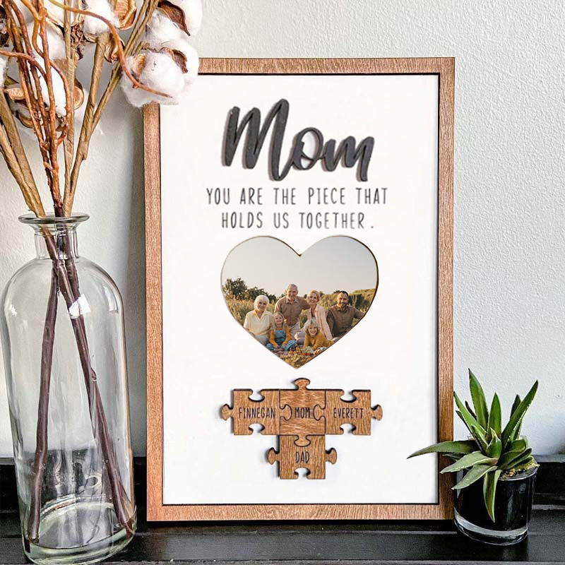 Custom Picture And Name Sign Puzzles Pieces Gift for Mom