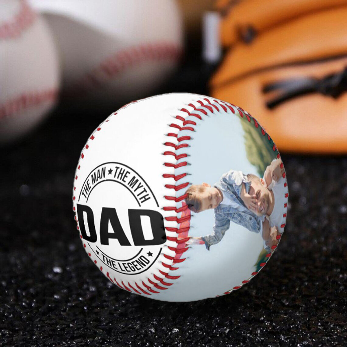 Personalized Photo Baseball Gift for Dad