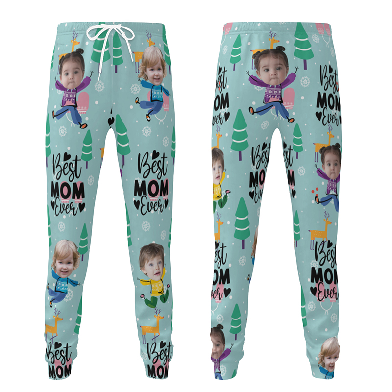 Personliga unisex-joggingbyxor med eget foto på barn söt mönsterdesign present till kära mamma