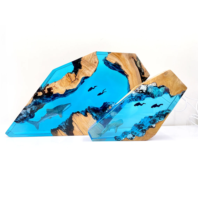 ジンベエザメ カップルダイバー ロマンチック 樹脂 ウッド ランプ