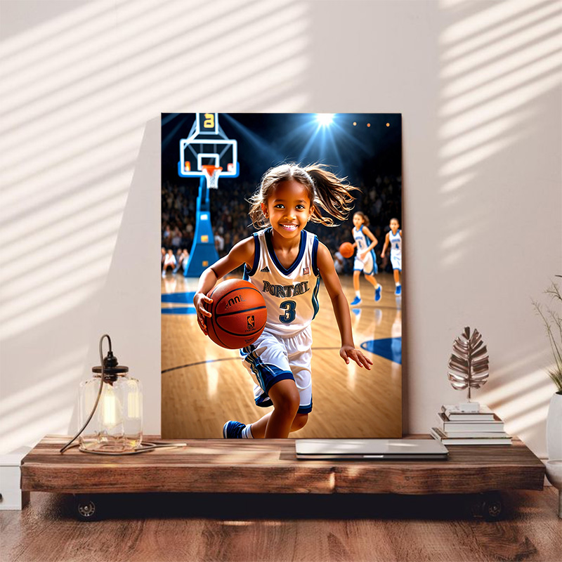 Personalized Basketball Player Portraits with Custom Face Swap Stunning Gift for Kids