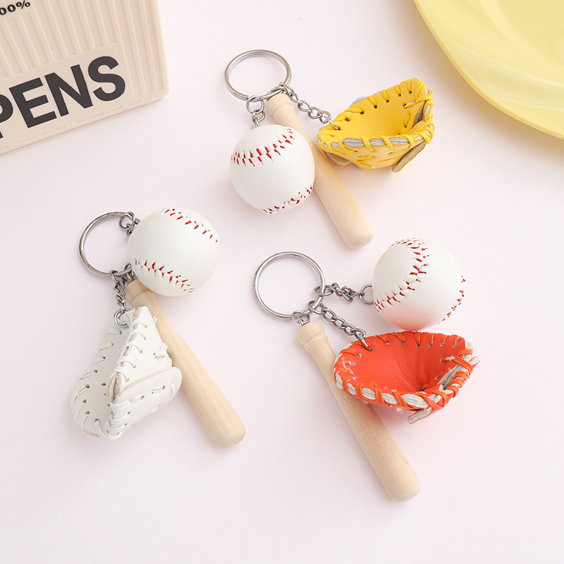 Custom Engraved Baseball Key Chain Bag Tag Mini 3 in 1 Pendant for Baseball Lovers