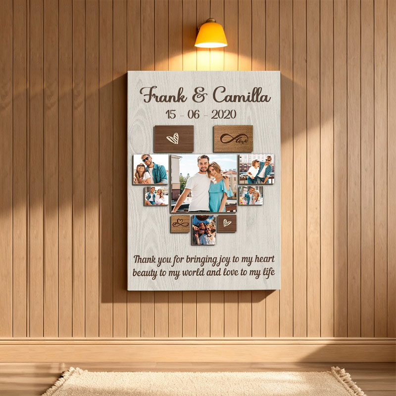 Personalisierte Wanddekoration aus Leinwand mit Bild Romantisches Geschenk für Paare