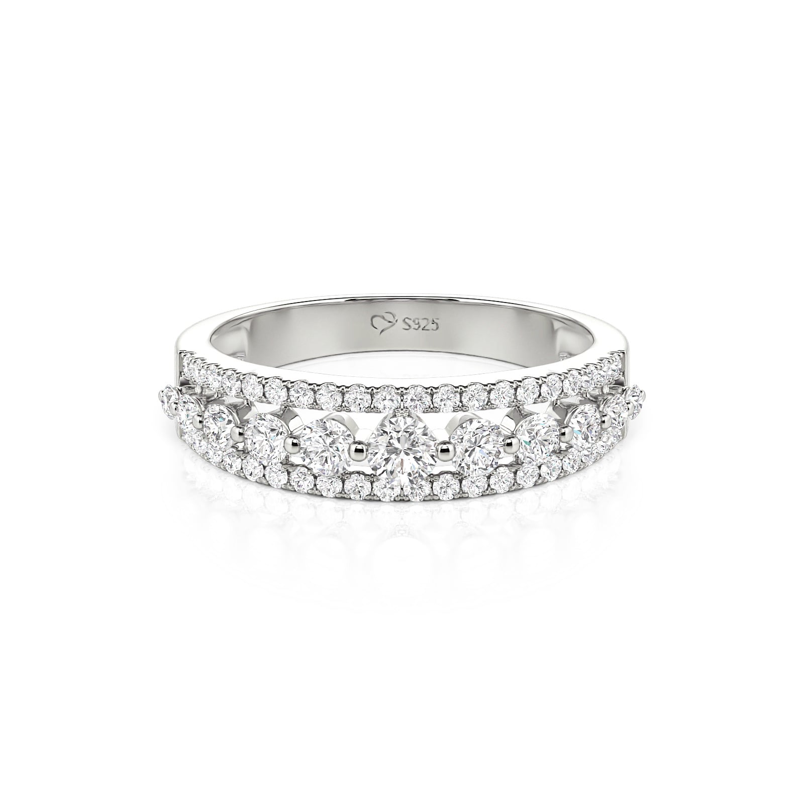1.5 Carat Classic Wide Wedding Band for Women Round Cut Sterling Silver