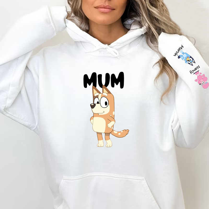Personalized Hoodie Custom Dog Mama with Cute Cartoon Pattern Design Perfect Mother's Day Gift